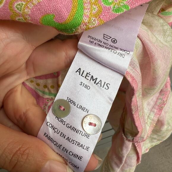 Alemais Marta Paisley Linen Ruffle Mini Dress Size 6 - Picture 7 of 7